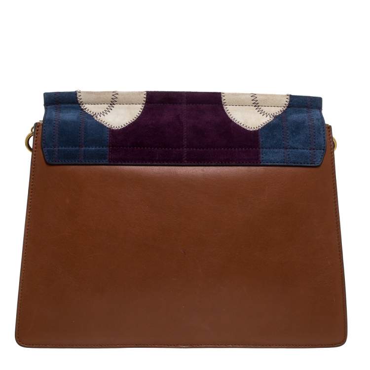 Pre Owned Chloe Multicolor Patchwork Suede and Leather Medium Faye Shoulder Bag