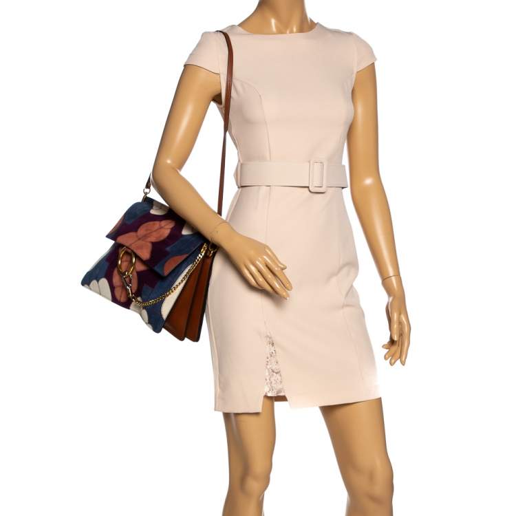 Pre Owned Chloe Multicolor Patchwork Suede and Leather Medium Faye Shoulder Bag