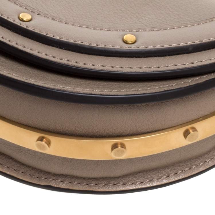 Pre Owned Chloe Taupe Leather Small Nile Bracelet Minaudiere Crossbody Bag 