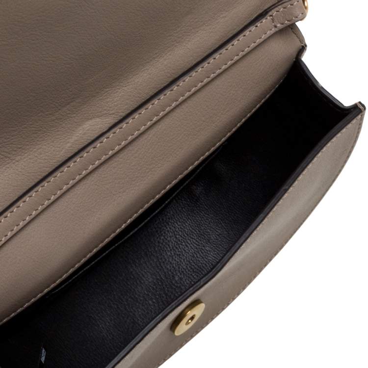 Pre Owned Chloe Taupe Leather Small Nile Bracelet Minaudiere Crossbody Bag 