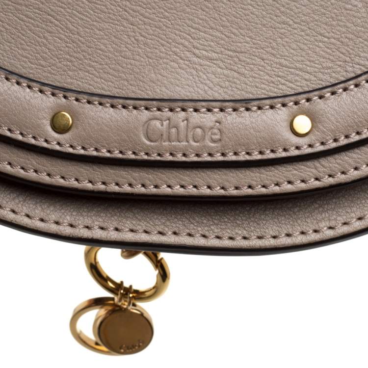 Pre Owned Chloe Taupe Leather Small Nile Bracelet Minaudiere Crossbody Bag 