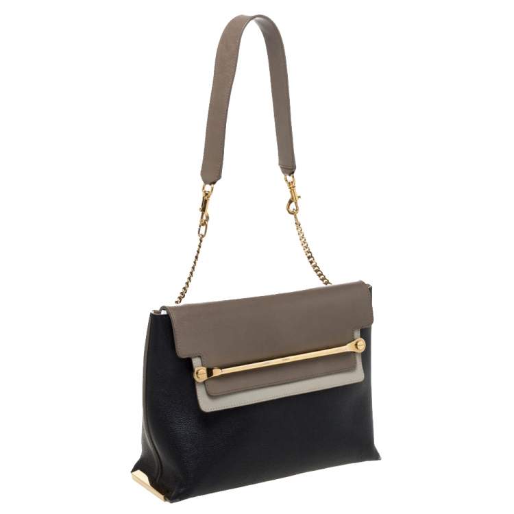 Pre Owned Chloe Tri Color Leather Medium Clare Shoulder Bag