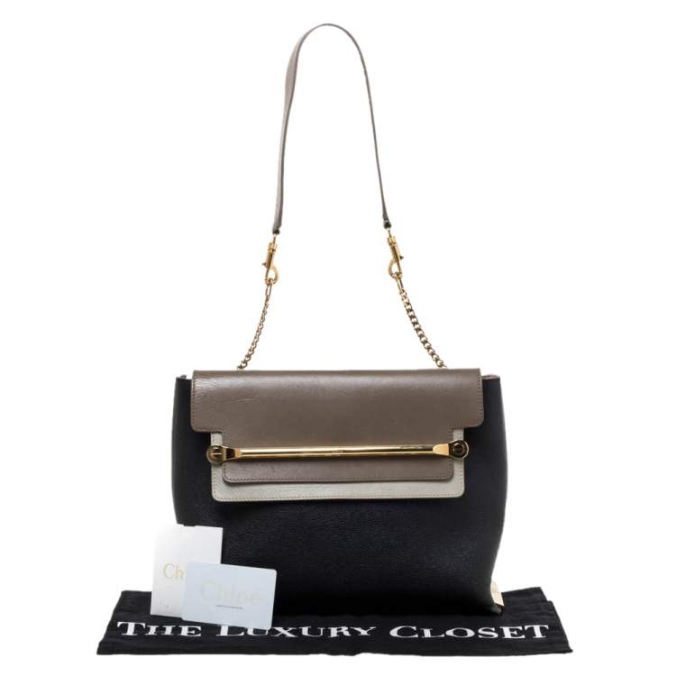 Pre Owned Chloe Tri Color Leather Medium Clare Shoulder Bag