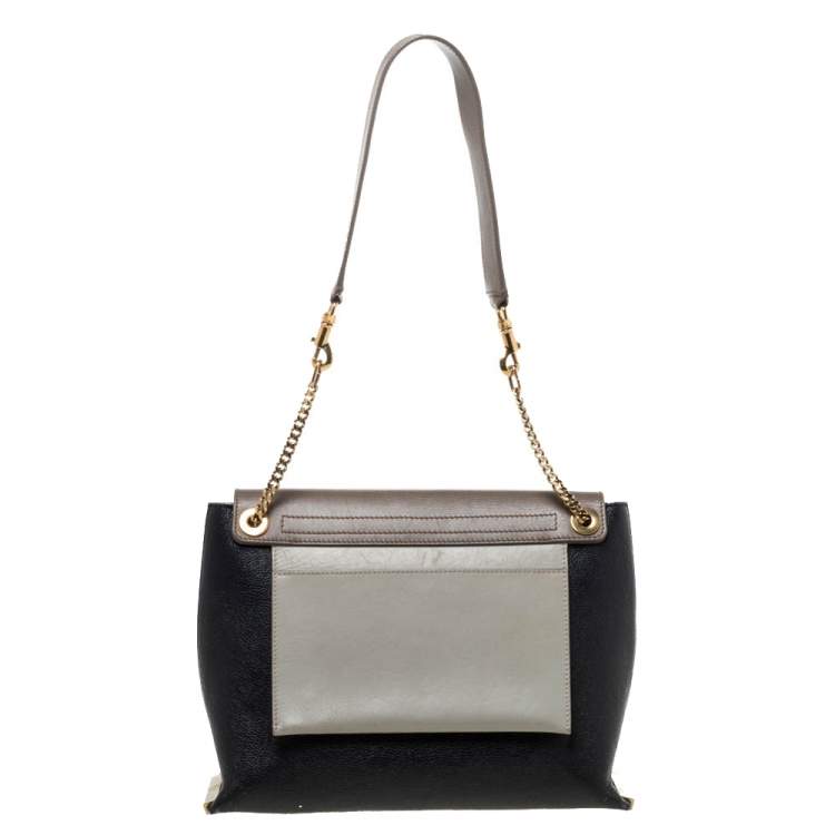 Pre Owned Chloe Tri Color Leather Medium Clare Shoulder Bag
