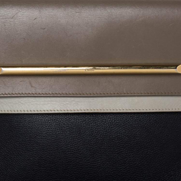 Pre Owned Chloe Tri Color Leather Medium Clare Shoulder Bag