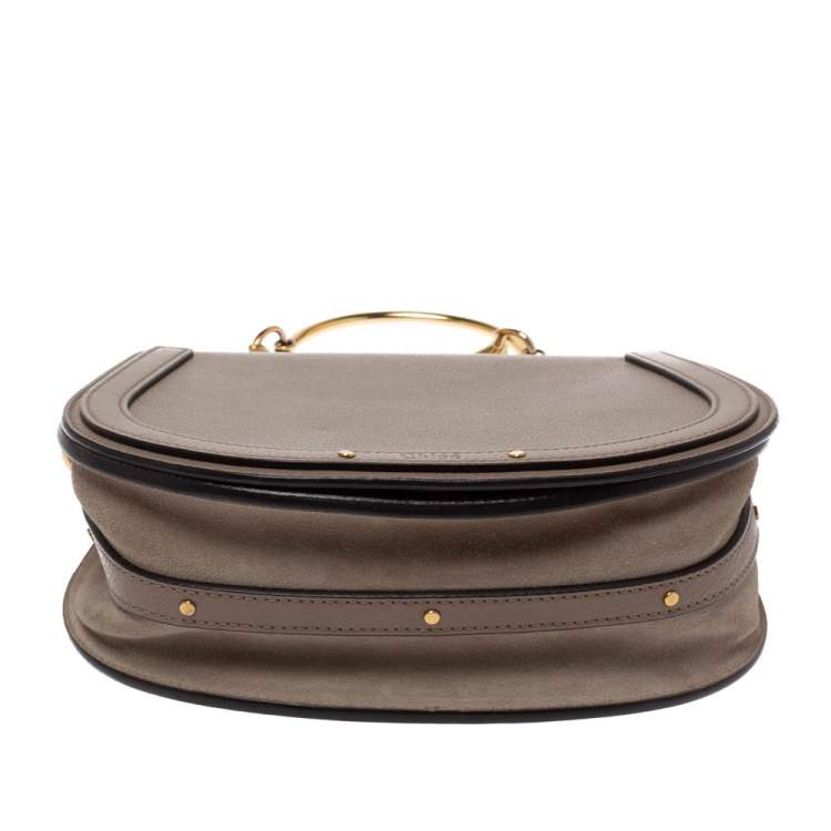 Pre Owned Chloe Taupe Leather Medium Nile Bracelet Shoulder Bag