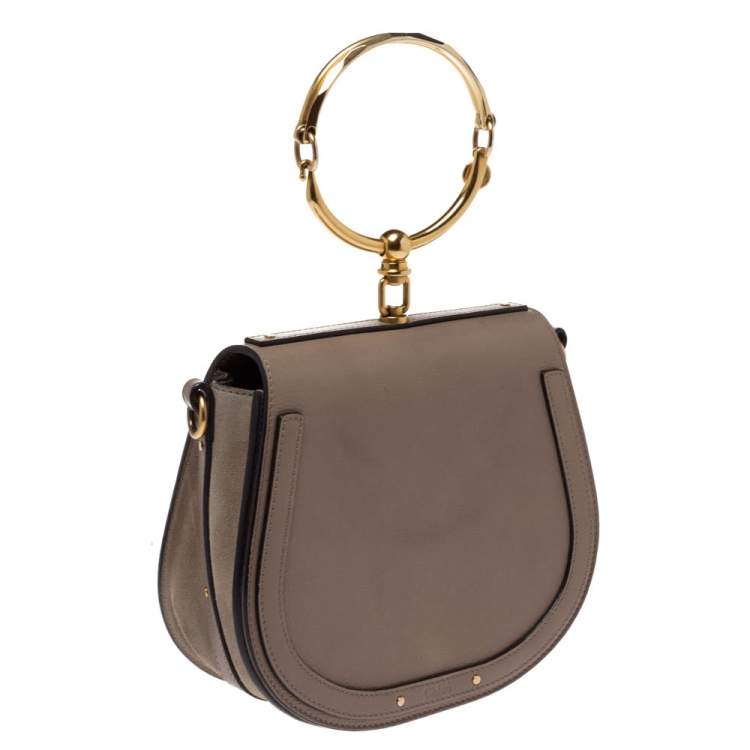 Pre Owned Chloe Taupe Leather Medium Nile Bracelet Shoulder Bag