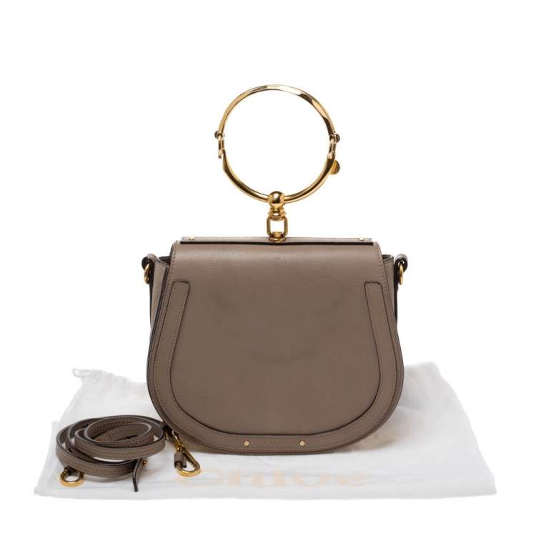 Pre Owned Chloe Taupe Leather Medium Nile Bracelet Shoulder Bag