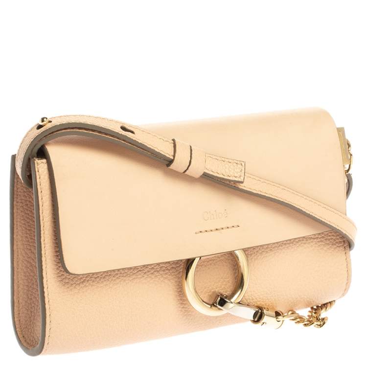 Pre Owned Chloe Blush Leather Mini Faye Shoulder Bag