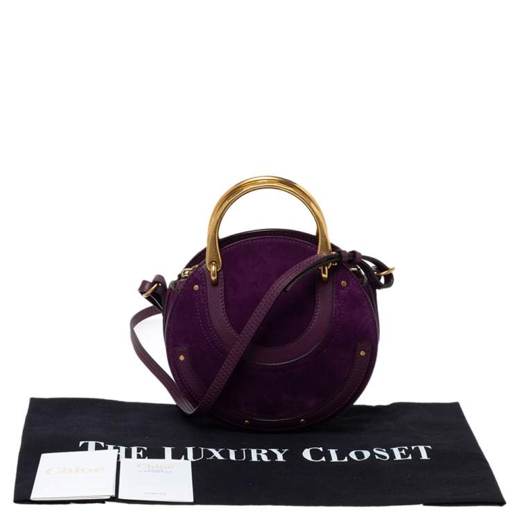 Pre Owned Chloe Purple Leather and Suede Pixie Round Crossbody Bag