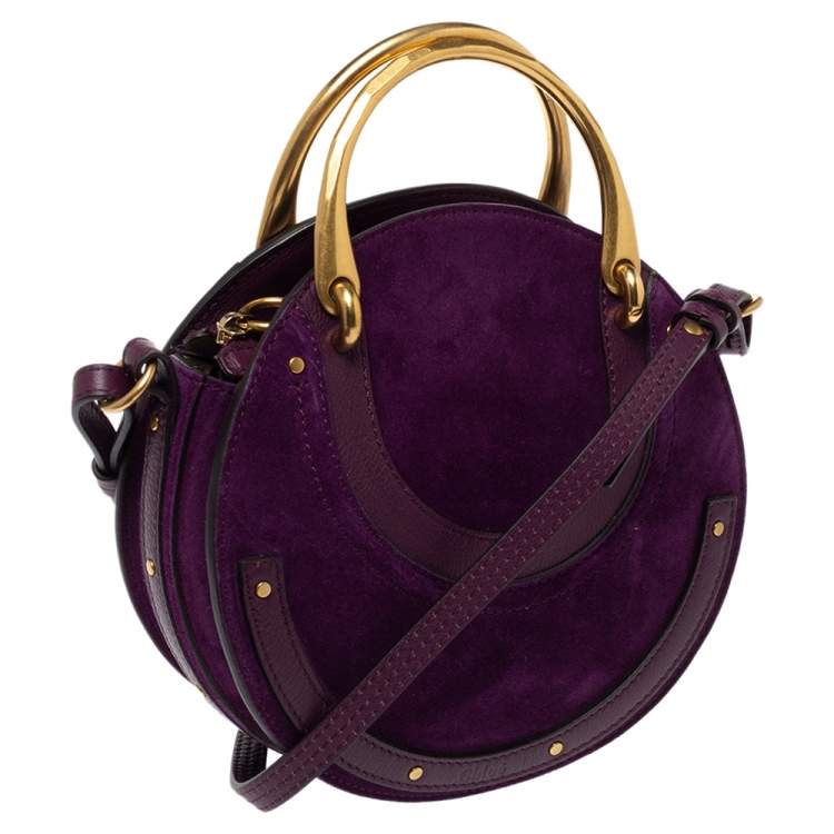 Pre Owned Chloe Purple Leather and Suede Pixie Round Crossbody Bag