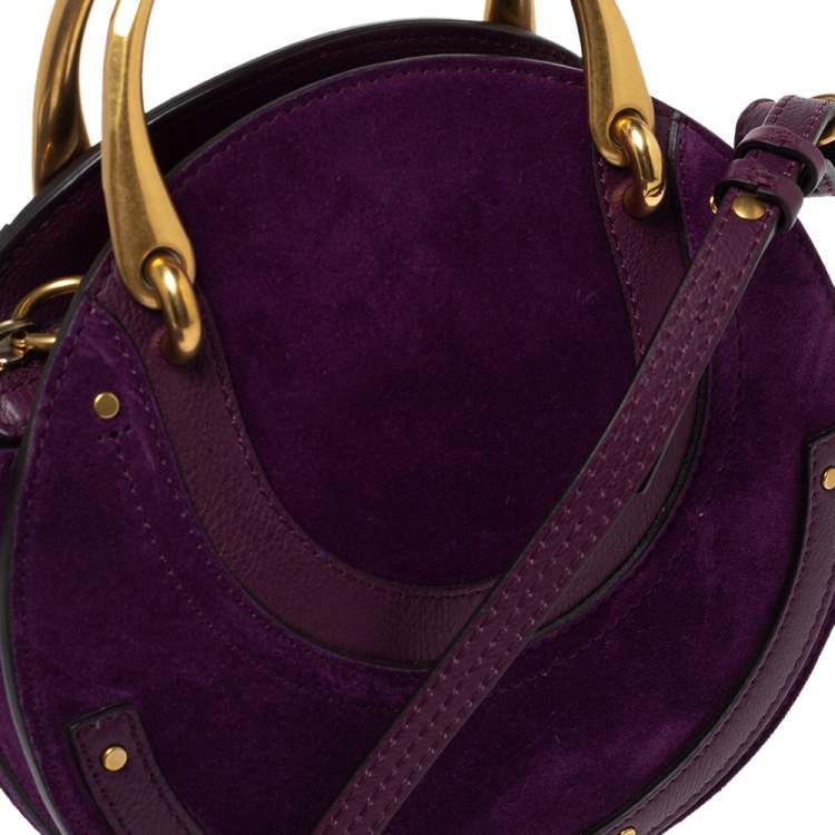 Pre Owned Chloe Purple Leather and Suede Pixie Round Crossbody Bag