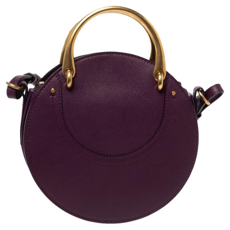 Pre Owned Chloe Purple Leather and Suede Pixie Round Crossbody Bag