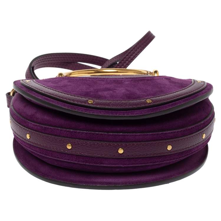 Pre Owned Chloe Purple Leather and Suede Pixie Round Crossbody Bag