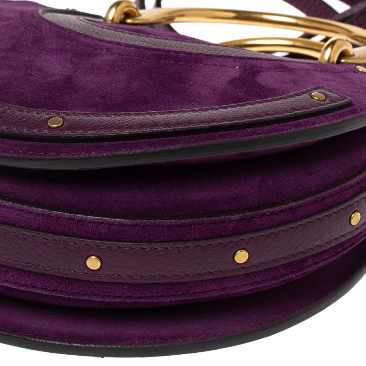 Pre Owned Chloe Purple Leather and Suede Pixie Round Crossbody Bag