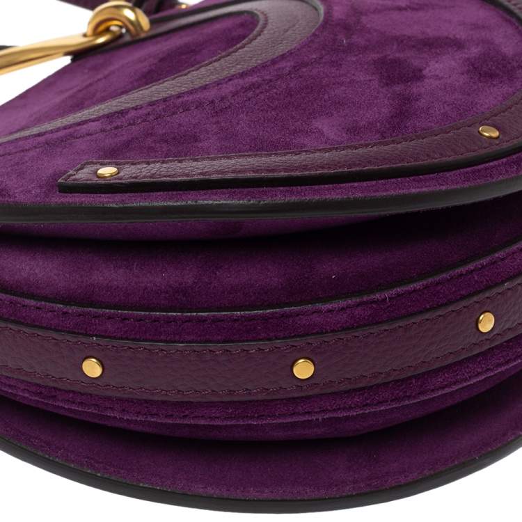 Pre Owned Chloe Purple Leather and Suede Pixie Round Crossbody Bag