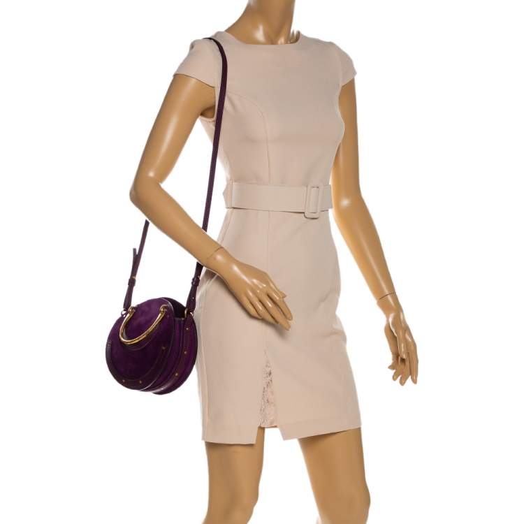 Pre Owned Chloe Purple Leather and Suede Pixie Round Crossbody Bag