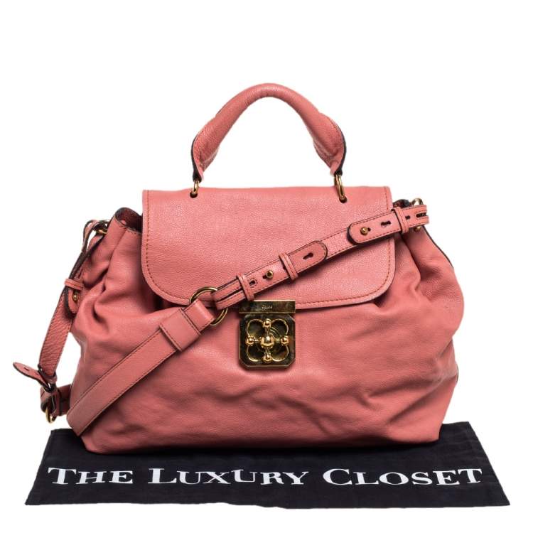 Pre Owned Chloe Cinnamon Rose Leather Elsie Top Handle Bag