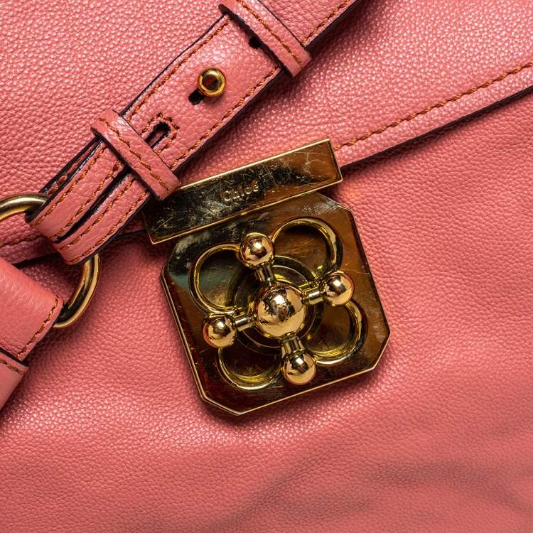 Pre Owned Chloe Cinnamon Rose Leather Elsie Top Handle Bag