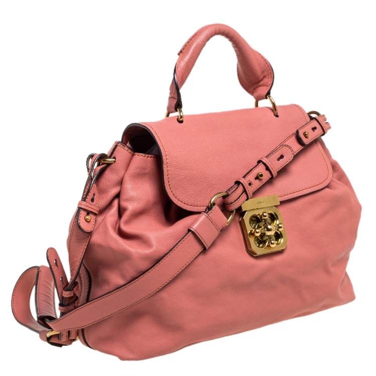 Pre Owned Chloe Cinnamon Rose Leather Elsie Top Handle Bag