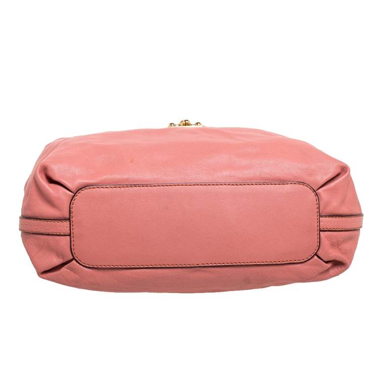 Pre Owned Chloe Cinnamon Rose Leather Elsie Top Handle Bag