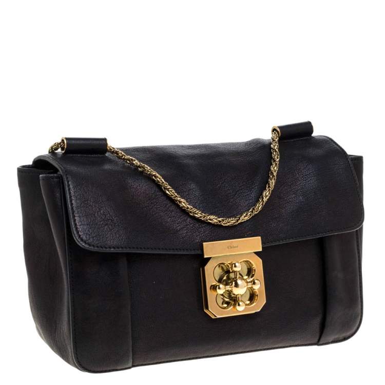 Pre Owned Chloe Black Leather Medium Elsie Shoulder Bag