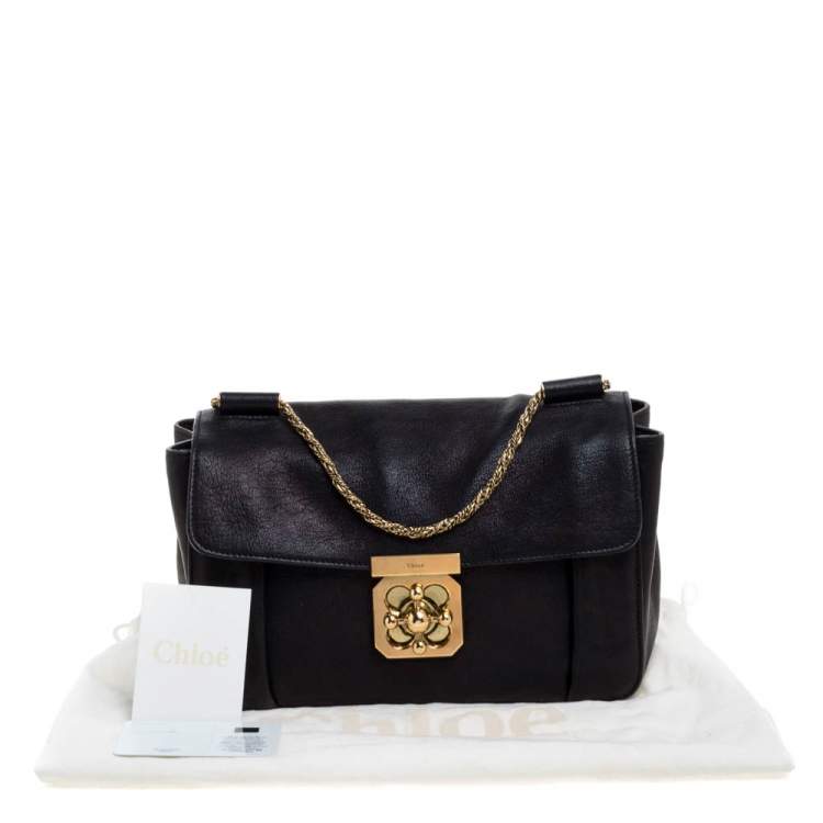 Pre Owned Chloe Black Leather Medium Elsie Shoulder Bag