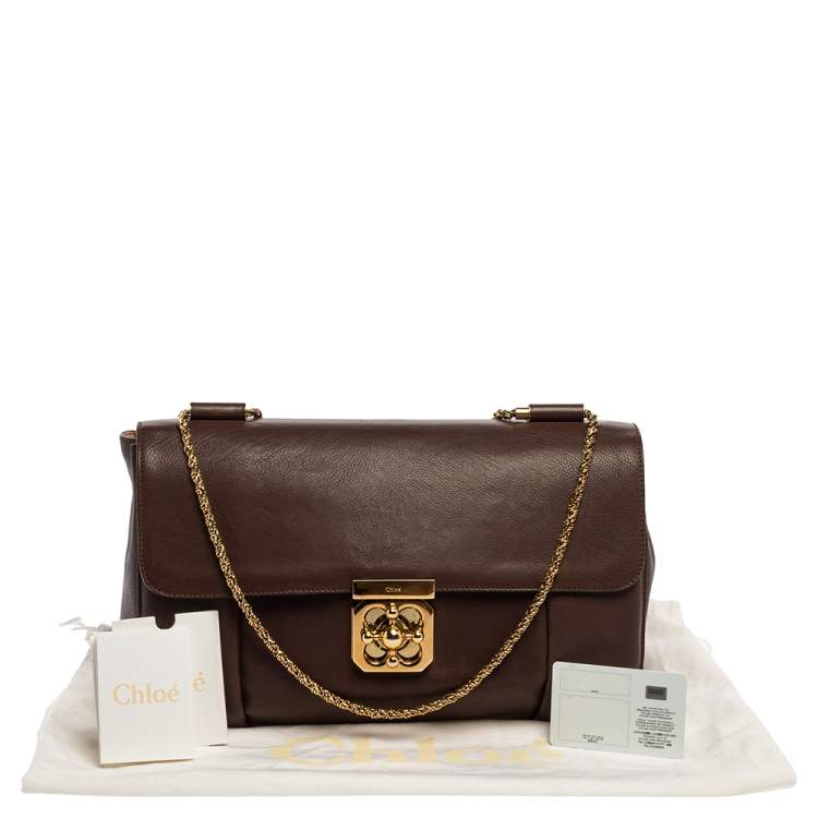 Pre Owned Chloe Dark Brown Leather Large Elsie Shoulder Bag