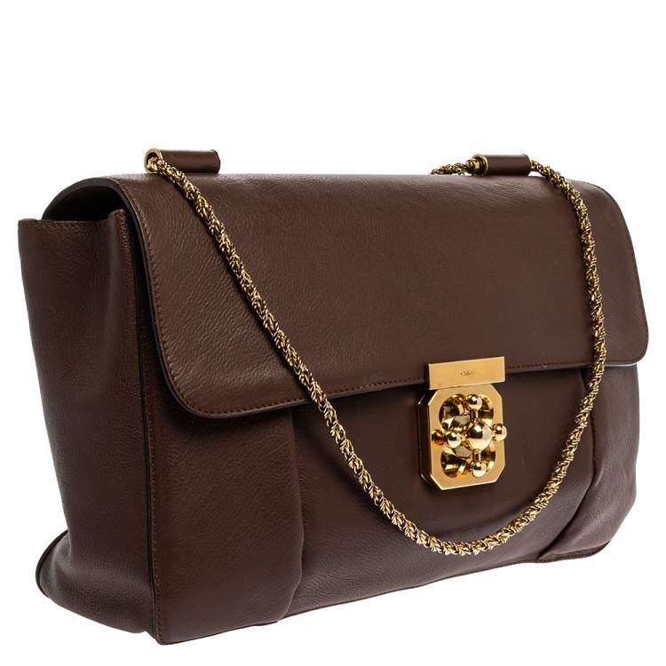 Pre Owned Chloe Dark Brown Leather Large Elsie Shoulder Bag