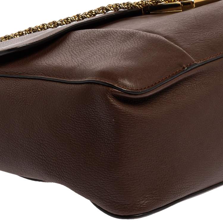Pre Owned Chloe Dark Brown Leather Large Elsie Shoulder Bag
