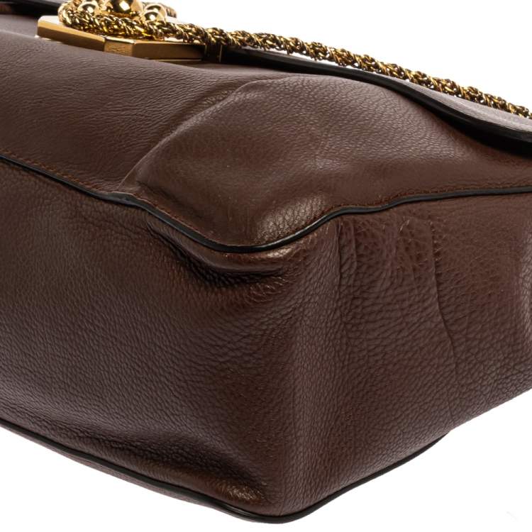 Pre Owned Chloe Dark Brown Leather Large Elsie Shoulder Bag