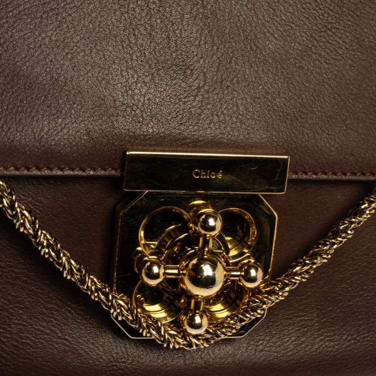 Pre Owned Chloe Dark Brown Leather Large Elsie Shoulder Bag