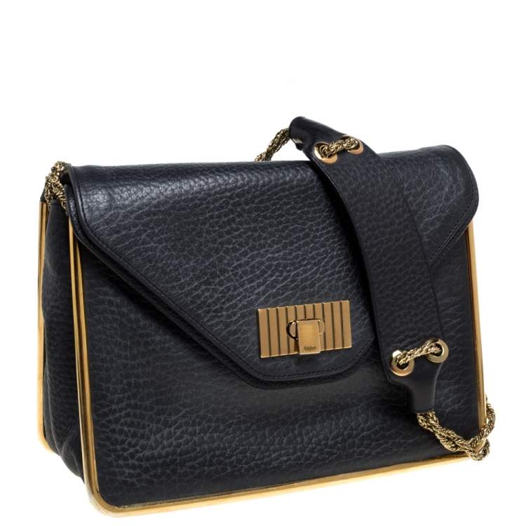 Pre Owned Chloe Black Leather Medium Sally Flap Shoulder Bag