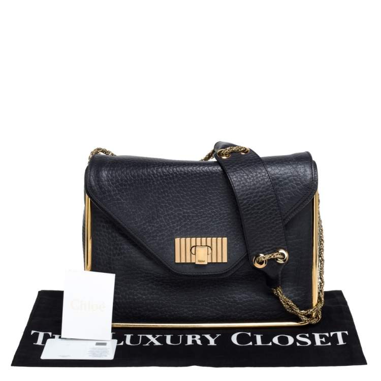 Pre Owned Chloe Black Leather Medium Sally Flap Shoulder Bag