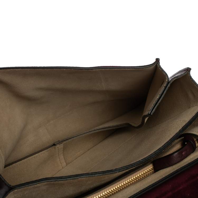 Pre Owned Chloe Burgundy Leather, Suede and Python Medium Faye Shoulder Bag