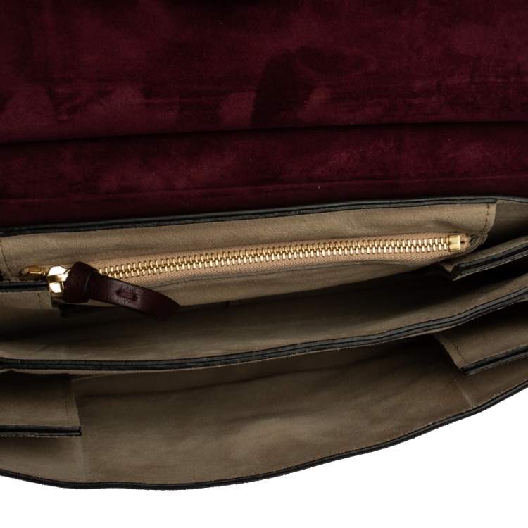 Pre Owned Chloe Burgundy Leather, Suede and Python Medium Faye Shoulder Bag