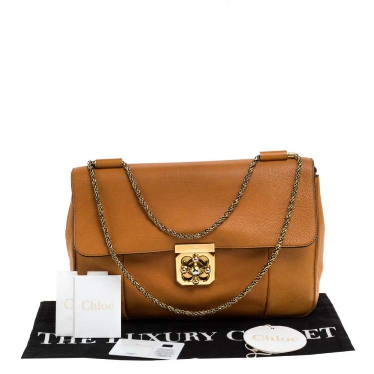 Pre Owned Chloe Orange Leather Large Elsie Shoulder Bag