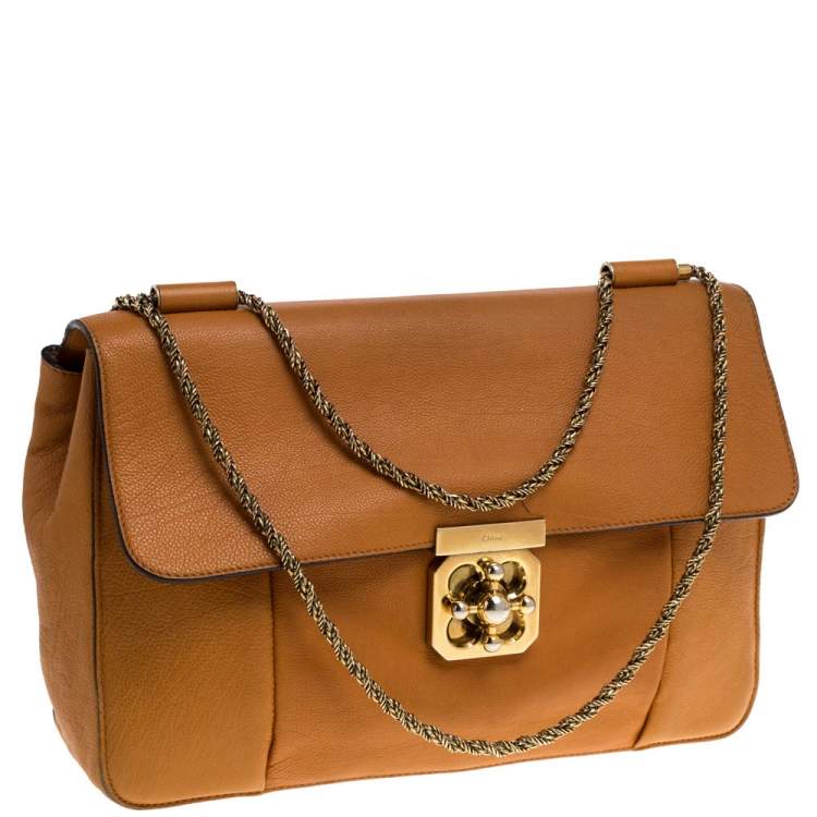 Pre Owned Chloe Orange Leather Large Elsie Shoulder Bag