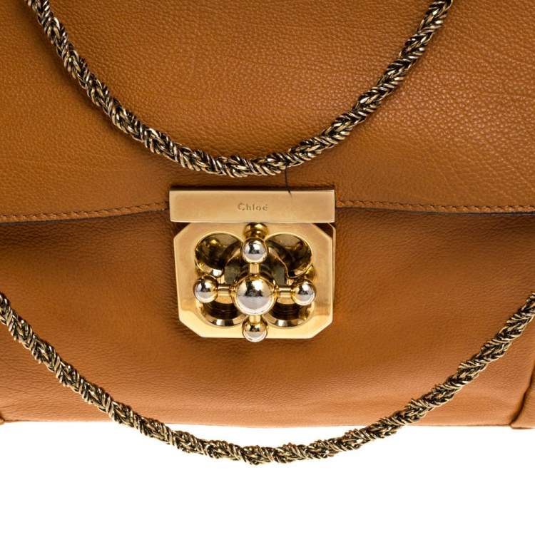 Pre Owned Chloe Orange Leather Large Elsie Shoulder Bag