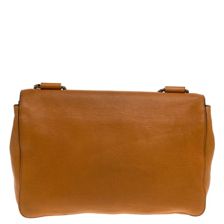 Pre Owned Chloe Orange Leather Large Elsie Shoulder Bag