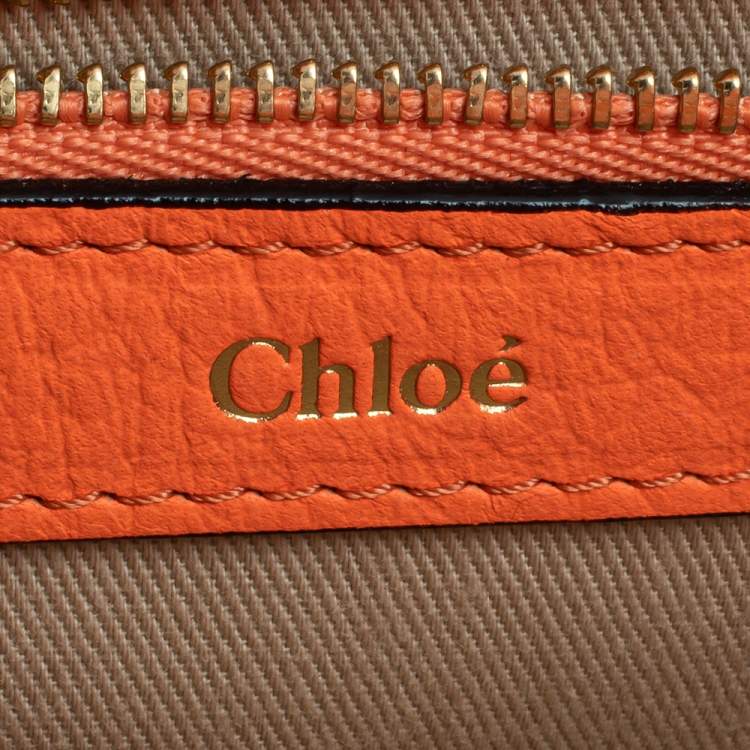 Pre Owned Chloe Neon Orange Leather Medium Sally Flap Shoulder Bag