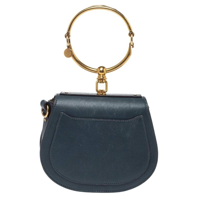 Pre Owned Chloe Deep Green Leather and Suede Small Nile Bracelet Shoulder Bag