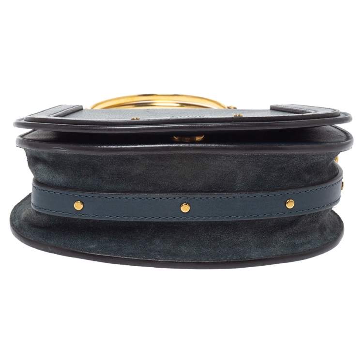 Pre Owned Chloe Deep Green Leather and Suede Small Nile Bracelet Shoulder Bag