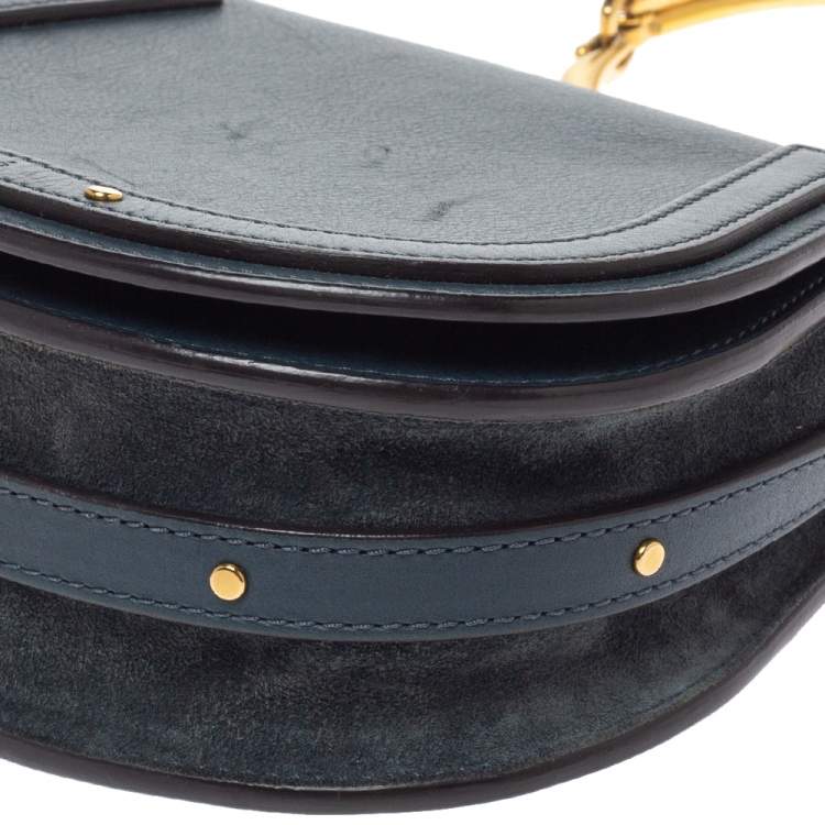 Pre Owned Chloe Deep Green Leather and Suede Small Nile Bracelet Shoulder Bag