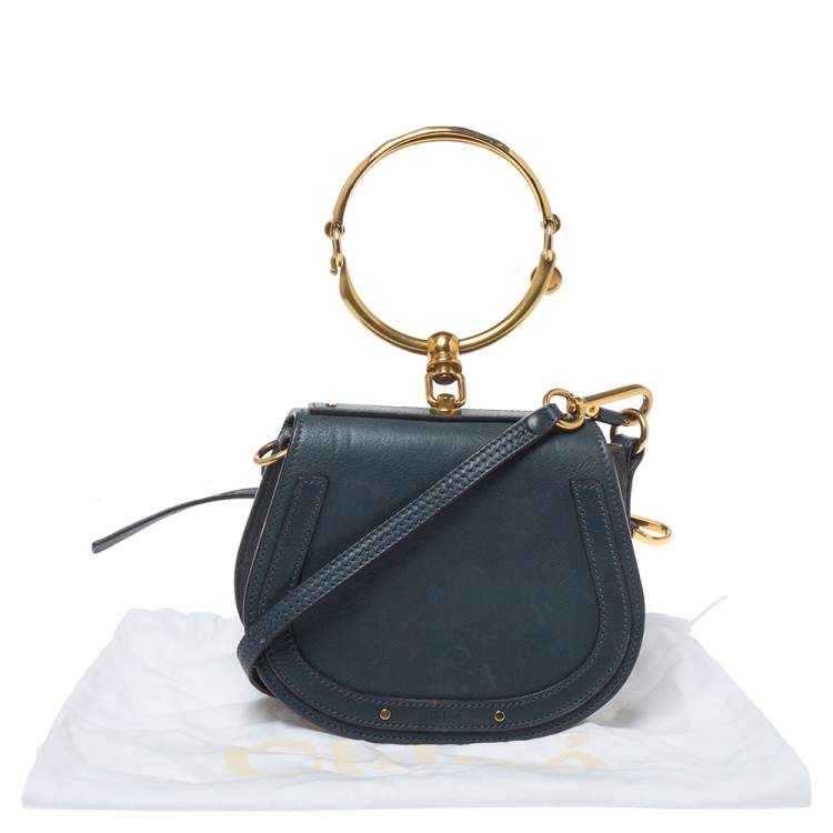 Pre Owned Chloe Deep Green Leather and Suede Small Nile Bracelet Shoulder Bag