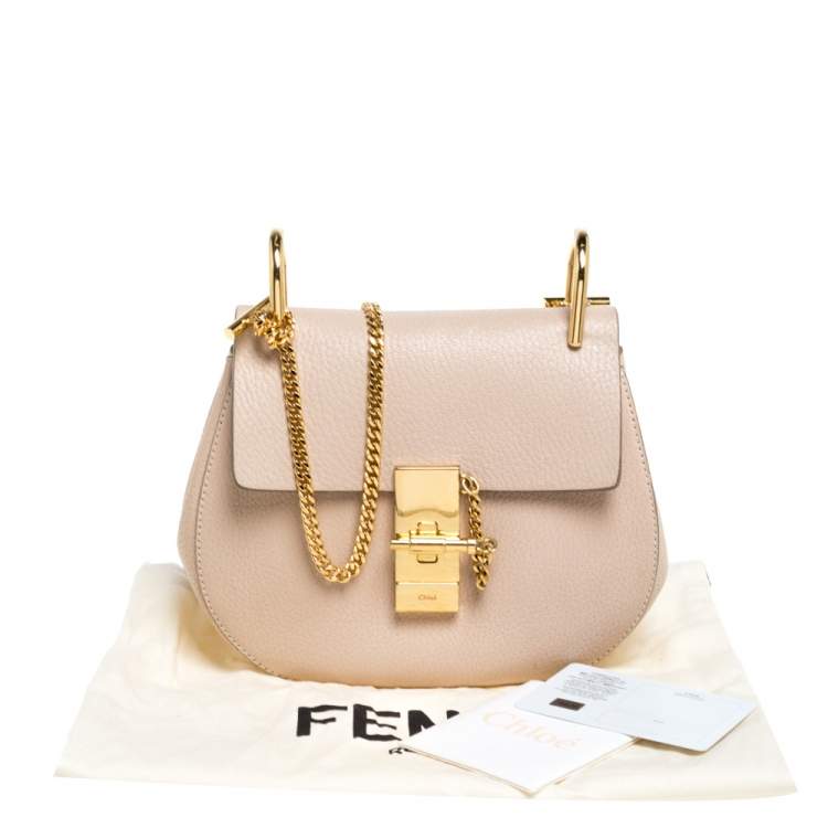 Pre Owned Chloe Beige Leather Small Drew Shoulder Bag