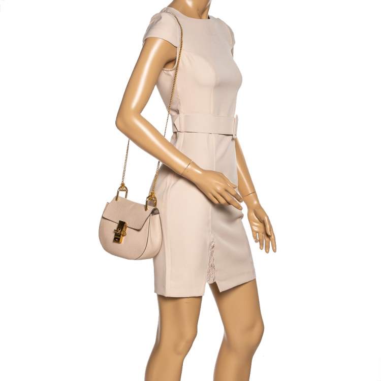 Pre Owned Chloe Beige Leather Small Drew Shoulder Bag