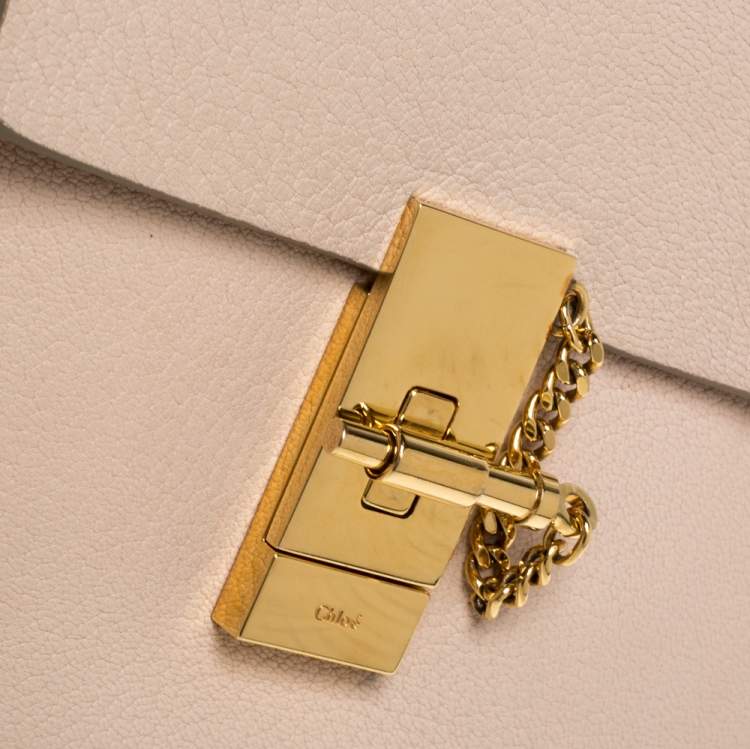 Pre Owned Chloe Beige Leather Small Drew Shoulder Bag