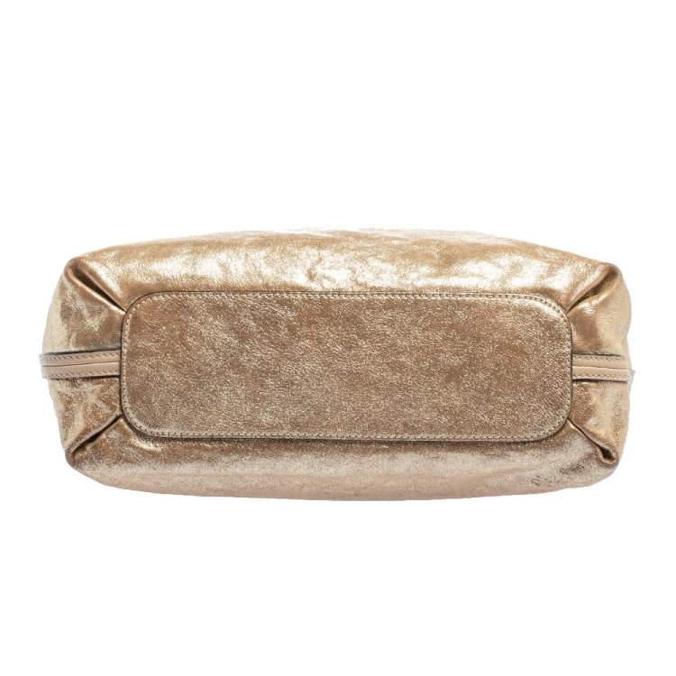 Pre Owned Chloe Metallic Gold Leather Medium Elsie Top Handle Bag