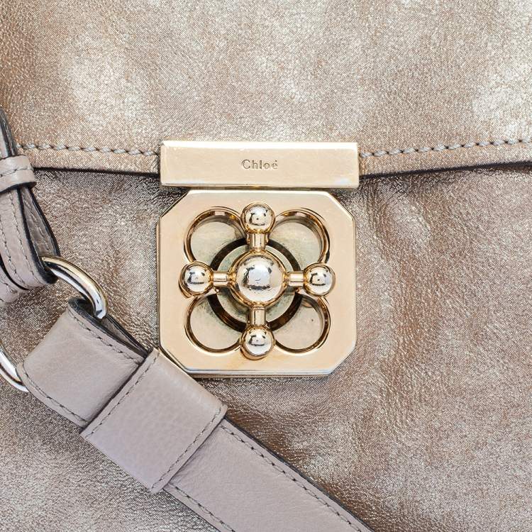 Pre Owned Chloe Metallic Gold Leather Medium Elsie Top Handle Bag